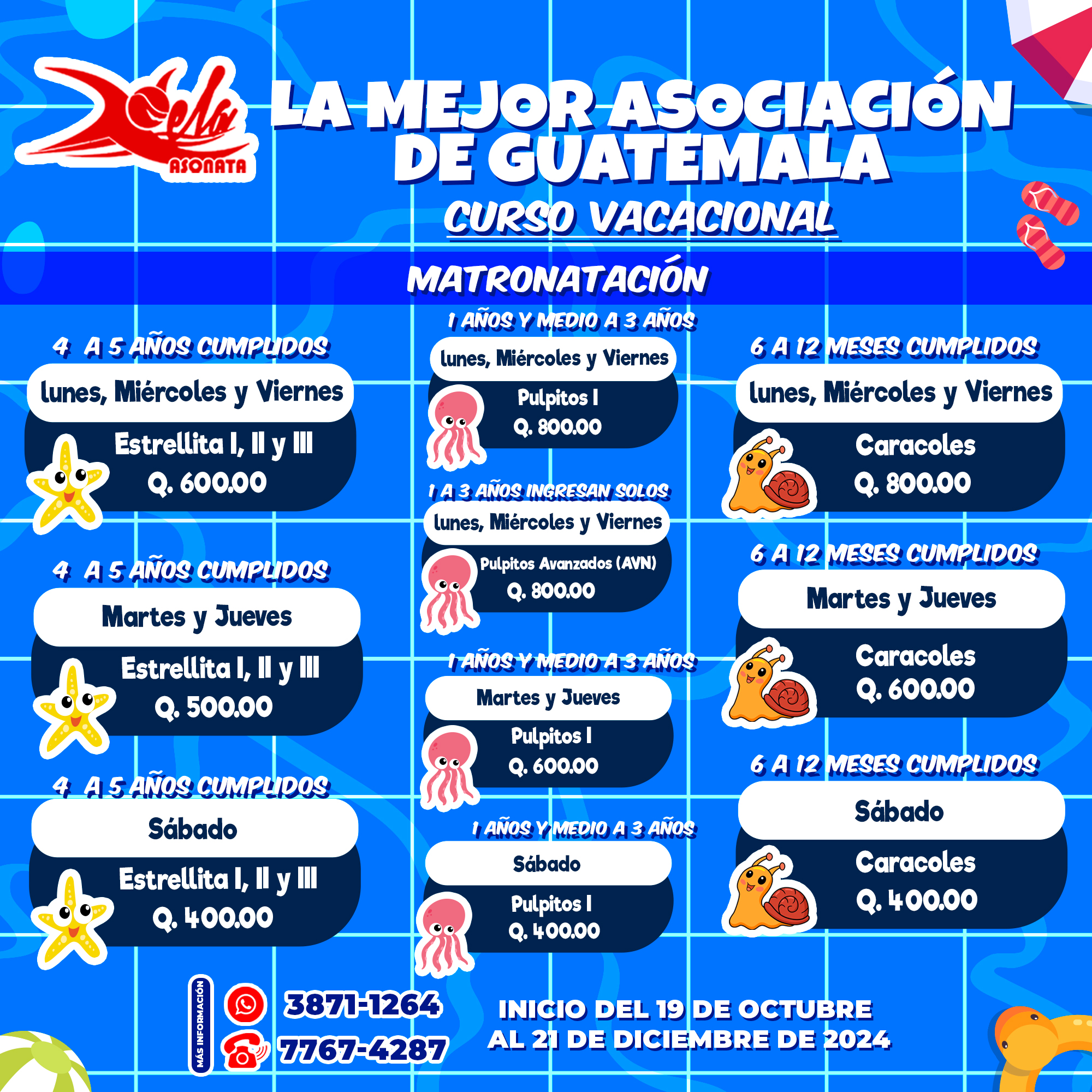 Categorías y Costos de Matronatación Vacacional 2024